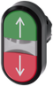 SIEMENS 3SU1001-3AB42-0AN0 Twin pushbutton, illuminated, 22 mm, round, plastic, green: top, red: bottom
