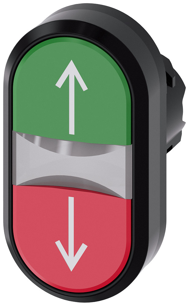 SIEMENS 3SU1001-3AB42-0AN0 Twin pushbutton, illuminated, 22 mm, round, plastic, green: top, red: bottom