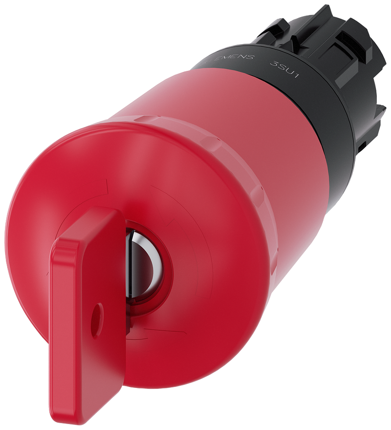 SIEMENS 3SU1000-1HQ20-0AA0 Emergency stop mushroom pushbutton, 22 mm, round, plastic, red, with O.M.R. lock
