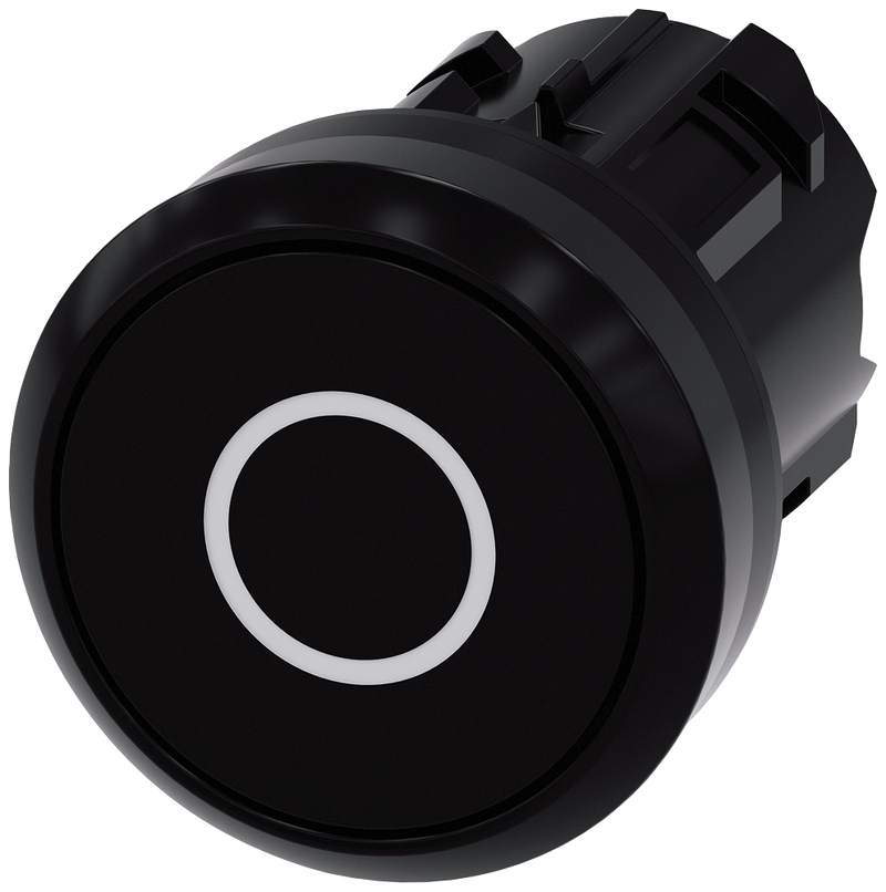 SIEMENS 3SU1000-0AB10-0AD0 Pushbutton, 22 mm, round, plastic, black, labeling: O, button