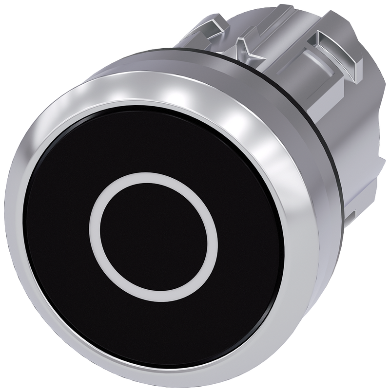 SIEMENS 3SU1050-0AB10-0AD0 Pushbutton, 22 mm, round, metal, high gloss, black, labeling: O, button