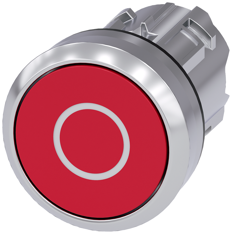 SIEMENS 3SU1050-0AB20-0AD0 Pushbutton, 22 mm, round, metal, high gloss, red, labeling: O, button
