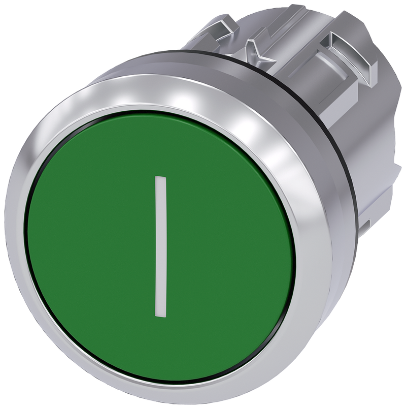 SIEMENS 3SU1050-0AB40-0AC0 Pushbutton, 22 mm, round, metal, high gloss, green, labeling: I, button