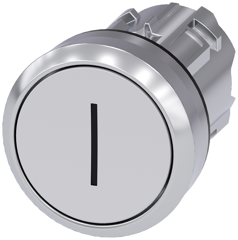 SIEMENS 3SU1050-0AB60-0AC0 Pushbutton, 22 mm, round, metal, high gloss, white, labeling: I, button