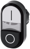 SIEMENS 3SU1001-3BB61-0AK0 Twin pushbutton, illuminated, 22 mm, round, plastic, white: I, black: O