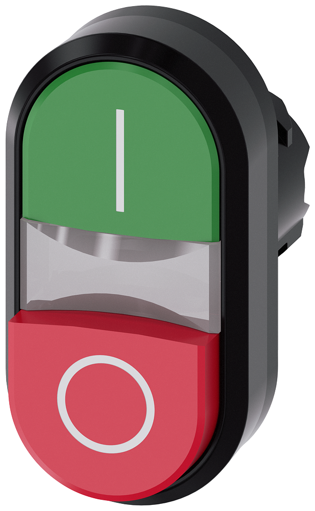 SIEMENS 3SU1001-3BB42-0AK0 Twin pushbutton, illuminated, 22 mm, round, plastic, green: I, red: O