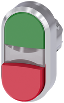 SIEMENS 3SU1050-3BB42-0AA0 Twin pushbutton, 22 mm, round, metal, high gloss, green, red