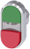 SIEMENS 3SU1050-3BB42-0AA0 Twin pushbutton, 22 mm, round, metal, high gloss, green, red
