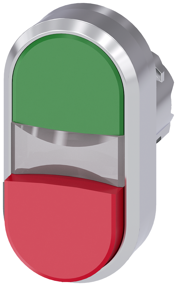 SIEMENS 3SU1050-3BB42-0AA0 Twin pushbutton, 22 mm, round, metal, high gloss, green, red