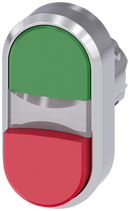 SIEMENS 3SU1051-3BB42-0AA0 Twin pushbutton, illuminated, 22 mm, round, metal, high gloss, green, red