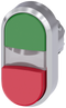 SIEMENS 3SU1051-3BB42-0AA0 Twin pushbutton, illuminated, 22 mm, round, metal, high gloss, green, red
