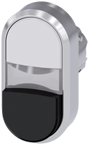 SIEMENS 3SU1051-3BB61-0AA0 Twin pushbutton, illuminated, 22 mm, round, metal, high gloss, white, black