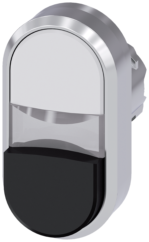 SIEMENS 3SU1051-3BB61-0AA0 Twin pushbutton, illuminated, 22 mm, round, metal, high gloss, white, black