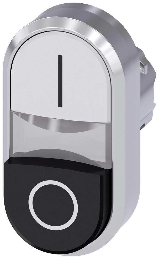 SIEMENS 3SU1051-3BB61-0AK0 Twin pushbutton, illum., 22 mm, round, metal, high gloss, white: I, black: O