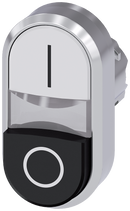 Siemens 3SU1051-3BB61-0AK0 Illuminated twin pushbutton, 22 mm, round, metal, shiny, white: I, Black: O, pushbuttons, flat and raised