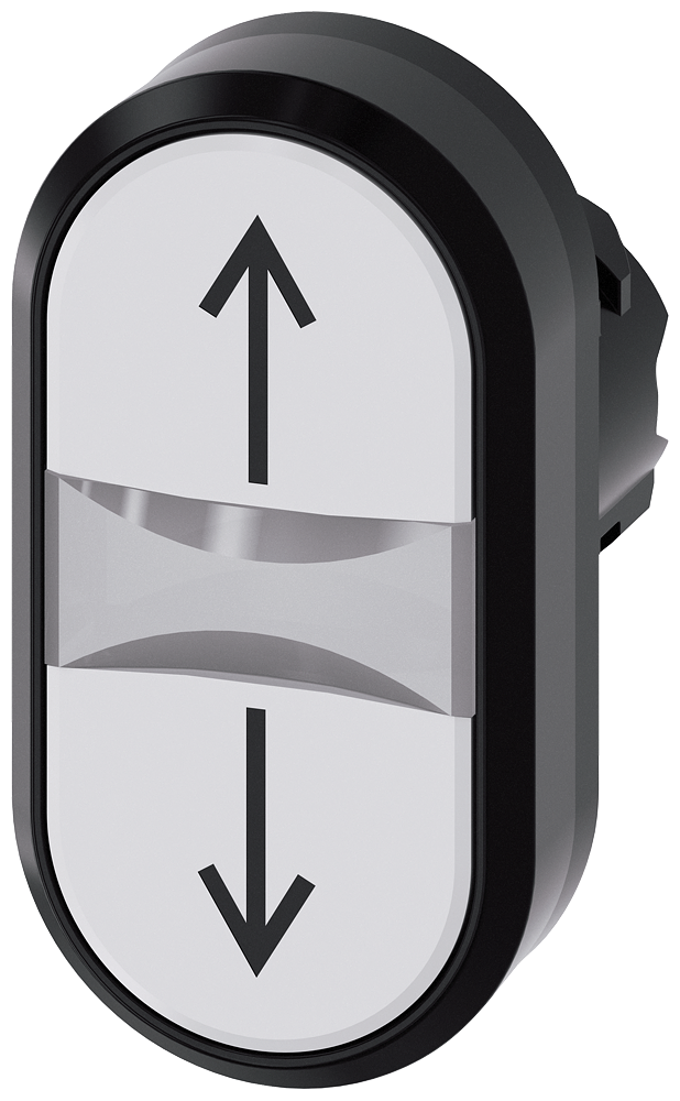 SIEMENS 3SU1000-3AB66-0AN0 Twin pushbutton, 22 mm, round, plastic, white: arrow top, white: arrow bottom