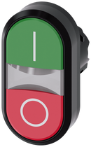 SIEMENS 3SU1001-3AB42-0AK0 Twin pushbutton, illuminated, 22 mm, round, plastic, green: I, red: O