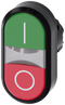 SIEMENS 3SU1001-3AB42-0AK0 Twin pushbutton, illuminated, 22 mm, round, plastic, green: I, red: O