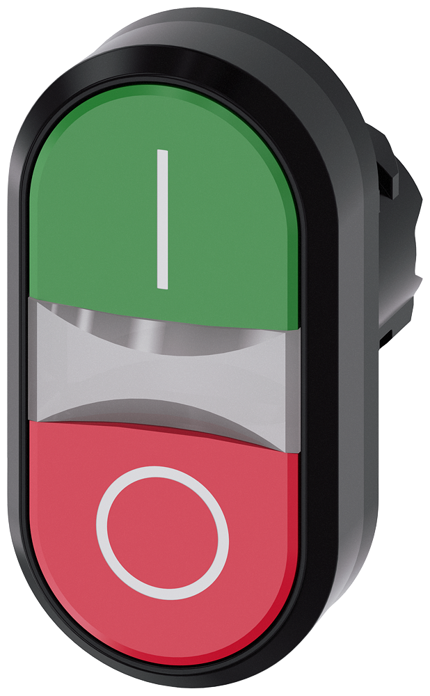 SIEMENS 3SU1001-3AB42-0AK0 Twin pushbutton, illuminated, 22 mm, round, plastic, green: I, red: O