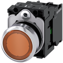 SIEMENS 3SU1152-0AB00-1BA0 Pushbutton, illuminated, 22 mm, round, metal, high gloss, amber, button, 1 NO