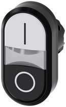 SIEMENS 3SU1001-3AB61-0AK0 Twin pushbutton, illuminated, 22 mm, round, plastic, white: I, black: O