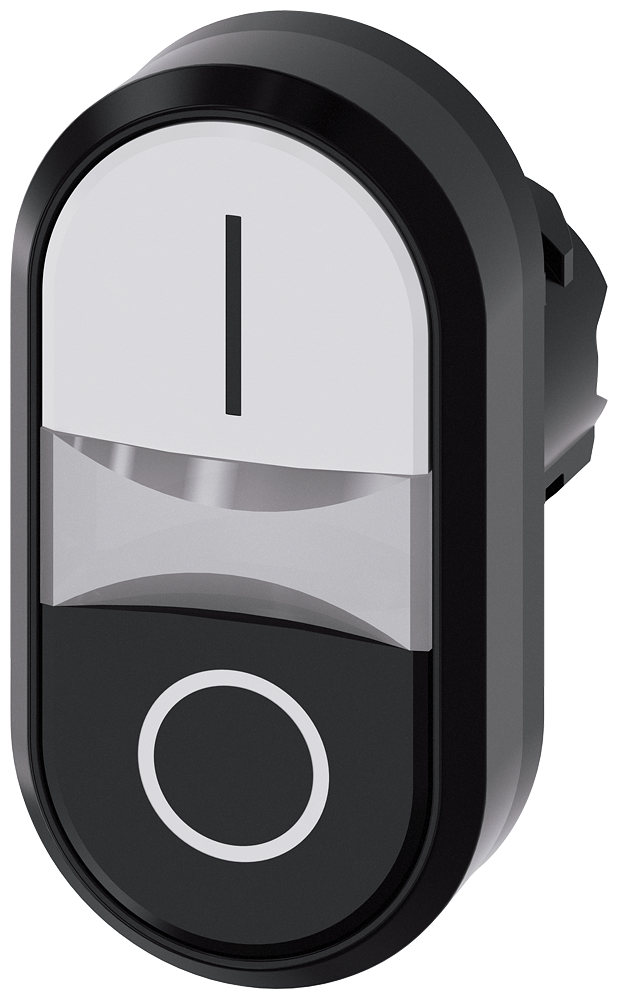 SIEMENS 3SU1001-3AB61-0AK0 Twin pushbutton, illuminated, 22 mm, round, plastic, white: I, black: O