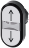 SIEMENS 3SU1001-3AB66-0AN0 Twin pushbutton, illuminated, 22 mm, round, plastic, white: arrow top/bottom