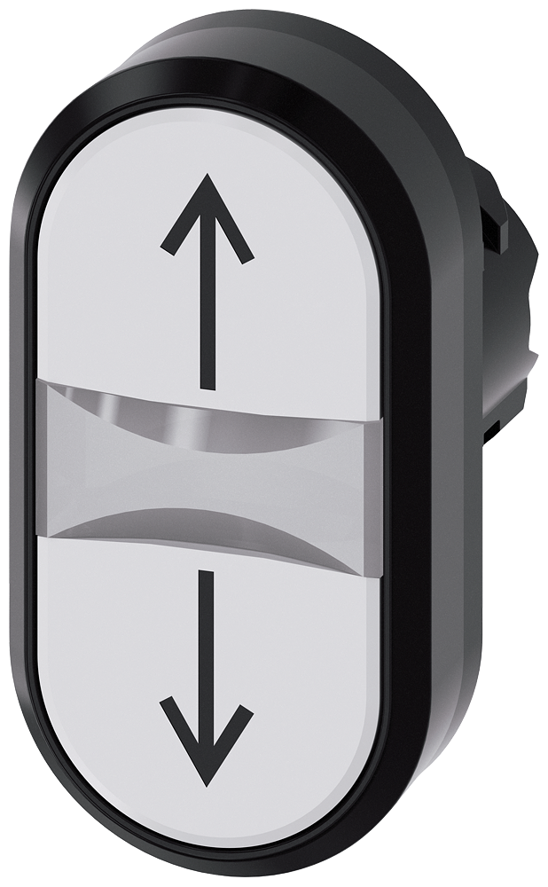 SIEMENS 3SU1001-3AB66-0AN0 Twin pushbutton, illuminated, 22 mm, round, plastic, white: arrow top/bottom