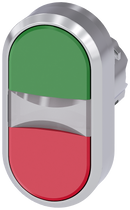 SIEMENS 3SU1050-3AB42-0AA0 Twin pushbutton, 22 mm, round, metal, high gloss, green, red