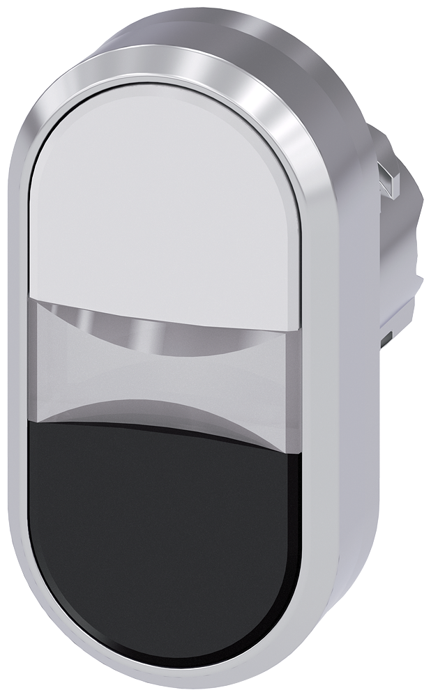 SIEMENS 3SU1050-3AB61-0AA0 Twin pushbutton, 22 mm, round, metal, high gloss, white, black