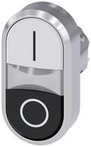 SIEMENS 3SU1050-3AB61-0AK0 Twin pushbutton, 22 mm, round, metal, high gloss, white: I, black: O