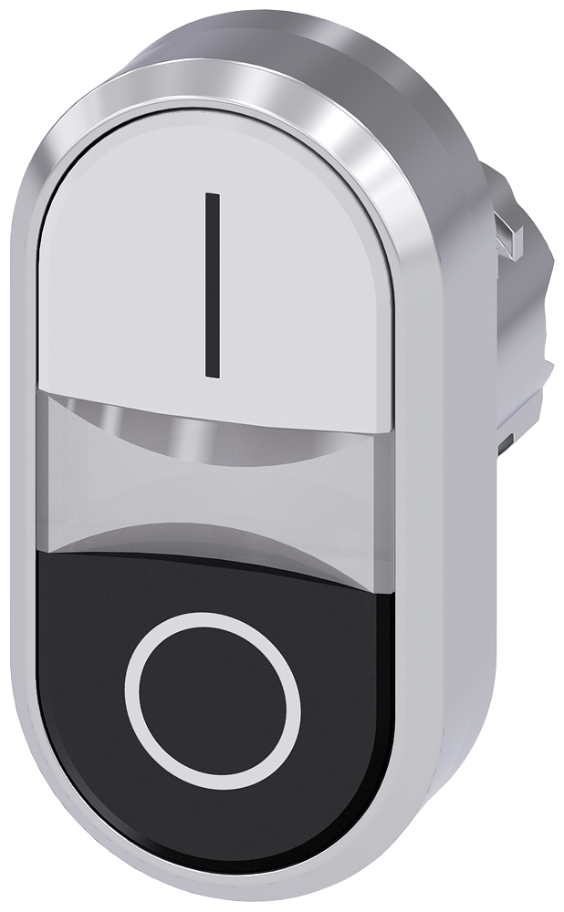 SIEMENS 3SU1050-3AB61-0AK0 Twin pushbutton, 22 mm, round, metal, high gloss, white: I, black: O