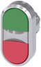 SIEMENS 3SU1051-3AB42-0AA0 Twin pushbutton, illuminated, 22 mm, round, metal, high gloss, green, red