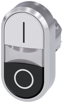 SIEMENS 3SU1051-3AB61-0AK0 Twin pushbutton, illum., 22 mm, round, metal, high gloss, white: I, black: O