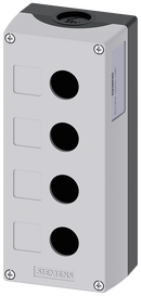 SIEMENS 3SU1804-0AA00-0AB1 Enclosure for command devices, 22 mm, round, plastic, gray, 4 command points