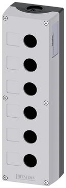 SIEMENS 3SU1806-0AA00-0AB1 Enclosure for command devices, 22 mm, round, plastic, gray, 6 command points