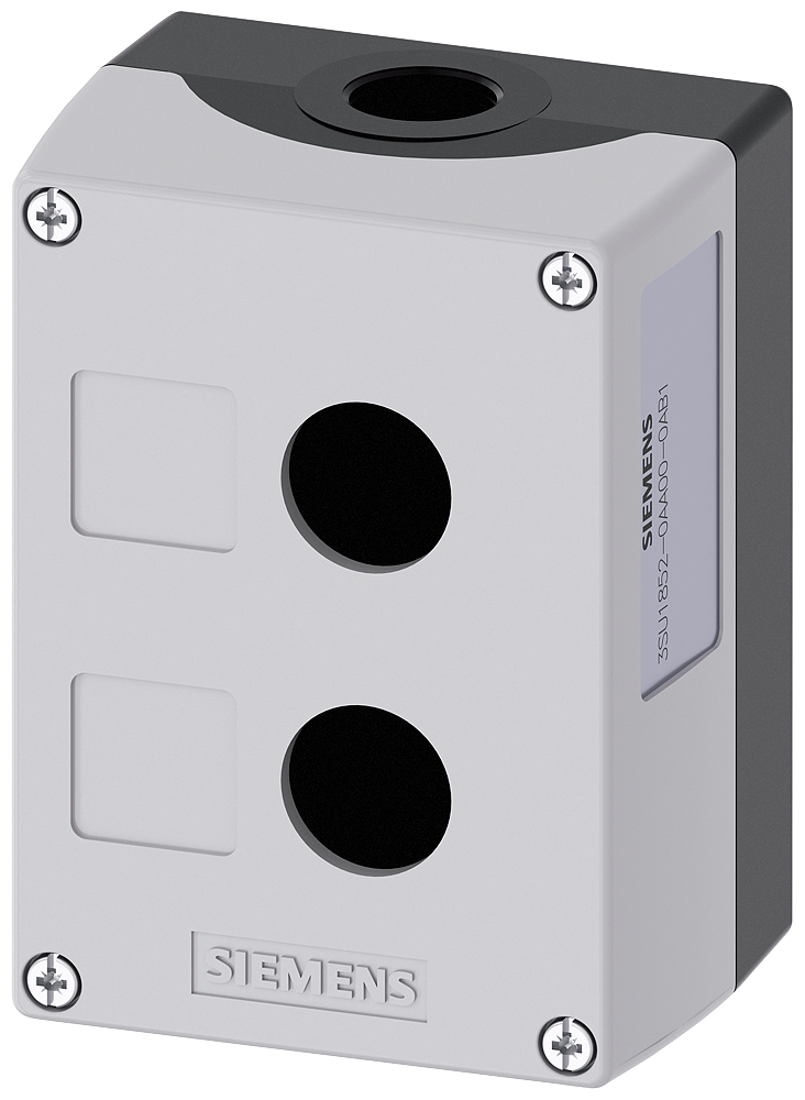 SIEMENS 3SU1852-0AA00-0AB1 Enclosure for command devices, 22 mm, round, metal, gray, 2 command points