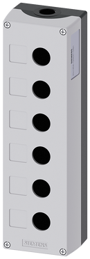 SIEMENS 3SU1856-0AA00-0AB1 Enclosure for command devices, 22 mm, round, metal, gray, 6 command points