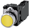 SIEMENS 3SU1150-0AB30-1FA0 Pushbutton, 22 mm, round, metal, high gloss, yellow, button, 1 NO + 1 NC