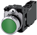SIEMENS 3SU1150-0AB40-1FA0 Pushbutton, 22 mm, round, metal, high gloss, green, button, 1 NO + 1 NC