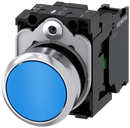 SIEMENS 3SU1150-0AB50-1BA0 Pushbutton, 22 mm, round, metal, high gloss, blue, button, 1 NO