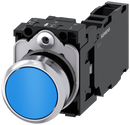 SIEMENS 3SU1150-0AB50-1FA0 Pushbutton, 22 mm, round, metal, high gloss, blue, button, 1 NO + 1 NC
