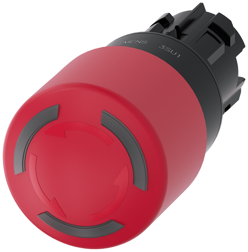 SIEMENS 3SU1001-1GB20-0AA0 Emergency stop mushroom pushbutton, illuminated, 22 mm, round, plastic, red, 30 mm