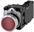 SIEMENS 3SU1152-0AB20-1FA0 Pushbutton, illuminated, 22 mm, round, metal, high gloss, red, button, 1 NO + 1 NC