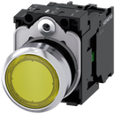 SIEMENS 3SU1152-0AB30-1BA0 Pushbutton, illuminated, 22 mm, round, metal, high gloss, yellow, button, 1 NO