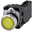 SIEMENS 3SU1152-0AB30-1FA0 Pushbutton, illuminated, 22 mm, round, metal, high gloss, yellow, button, 1 NO + 1 NC