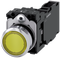 SIEMENS 3SU1152-0AB30-1FA0 Pushbutton, illuminated, 22 mm, round, metal, high gloss, yellow, button, 1 NO + 1 NC