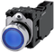 SIEMENS 3SU1152-0AB50-1FA0 Pushbutton, illuminated, 22 mm, round, metal, high gloss, blue, button, 1 NO + 1 NC