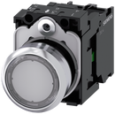 SIEMENS 3SU1153-0AB70-1BA0 Pushbutton, illuminated, 22 mm, round, metal, high gloss, clear, button, 1 NO