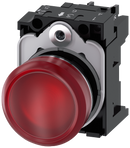 SIEMENS 3SU1152-6AA20-1AA0 Indicator light, 22 mm, round, metal, high gloss, red, lens, smooth, 24 V AC/DC